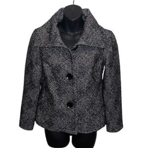 Talbots gray/black/silver wool tweed jacket NWOT size 4P